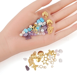 DIY Mixed Stone Chip & Glass Beads Jewelry Set Making Kit&nbsp;DIY-FS0002-34