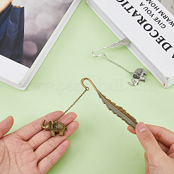 2Pcs 2 Colors Luminous Alloy Feather Bookmarks&nbsp;AJEW-FH0004-79