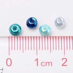 Carribean Blue Mix Pearlized Glass Pearl Beads&nbsp;HY-PH0006-4mm-03