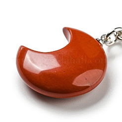 Reiki Natural & Synthetic Mixed Gemstone Moon Pendant Keychains&nbsp;KEYC-P015-01P