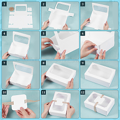 12Pcs Rectangle Foldable Kraft Paper Cake Box&nbsp;CON-WH0089-173B