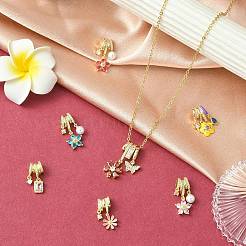 7Pcs 7 Styles Rack Plating Brass Micro Pave Clear Cubic Zirconia Pendants&nbsp;KK-CJ0004-03