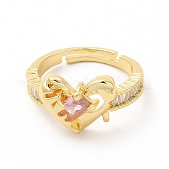 Pink Cubic Zirconia Heart Adjustable Ring&nbsp;KK-A180-49G
