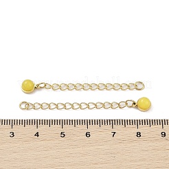 Ion Plating(IP) 316 Surgical Stainless Steel Curb Chain Extender with Natural  Dyed Jade Round Charm&nbsp;STAS-A097-01G-12