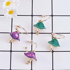 Enamel Mushroom Dangle Stud Earrings&nbsp;JE987A