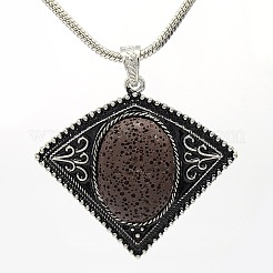 Fan Shaped Platinum Plated Alloy Lava Rock Stone Pendants&nbsp;G-M047-01
