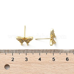 Brass Micro Pave Clear Cubic Zirconia Stud Earrings&nbsp;EJEW-A128-01G