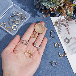 20Pcs 2 Colors 201 Stainless Steel Huggie Hoop Earring Findings&nbsp;STAS-ME0001-07