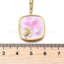 Summer Beach 304 Stainless Steel Lavender Enamel Pendant Necklaces for Women&nbsp;NJEW-U043-01A-G