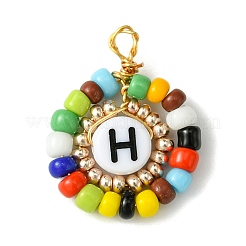 26 Pcs Acrylic Glass Seed Beaded Pendants&nbsp;PALLOY-MZ00303