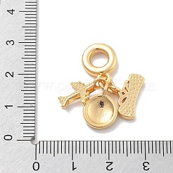 Brass Blue Enamel Earth & Plane European Dangle Charms&nbsp;KK-M305-05G