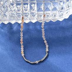 Faceted Round Natural Sunstone Beaded Necklaces&nbsp;NJEW-A045-05P