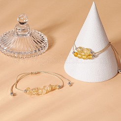 3Pcs 3 Style Natural Citrine Braided Bead Bracelets Set&nbsp;BJEW-JB09334-06
