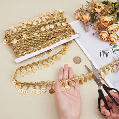 Polyester Fringe Lace Trim Ribbon with Charms Tassel&nbsp;OCOR-WH0078-337A