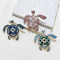 Tortoise Alloy Rhinestone Brooches for Backpack Clothes&nbsp;PW-WG63776-01-1