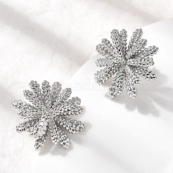 Brass Flower Stud Earrings&nbsp;EJEW-H171-02A-P
