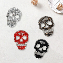 8Pcs 4 Styles Skull Hotfix Rhinestone (Hot Melt Adhesive On The Back)&nbsp;DIY-GF0014-21
