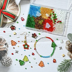 DIY Christmas Theme Glass & CCB Plastic Beads Jewelry Making Findings Kits&nbsp;DIY-YW0010-11