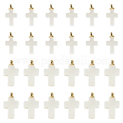 40Pcs 2 Styles Natural Freshwater Shell Cross Charms with Brass Bails&nbsp;PALLOY-TA00389
