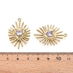 304 Stainless Steel Micro Pave Cubic Zirconia Pendants&nbsp;STAS-N109-167G