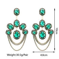 Arch with Oval Alloy Rhinestone Dangle Stud Earrings&nbsp;WGCD708-01
