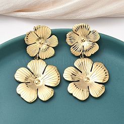 304 Stainless Steel Flower Dangle Stud Earrings&nbsp;EJEW-K268-70G