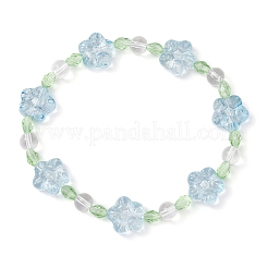 Plum Blossom Flower Glass Beads Stretch Bracelets for Women&nbsp;BJEW-JB12138-02