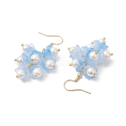 Flower Transparent Spray Painted Glass Cluster Earrings&nbsp;EJEW-JE05741