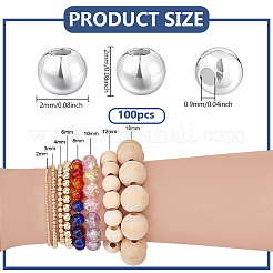 100Pcs 925 Sterling Silver Beads&nbsp;STER-PH0003-61B
