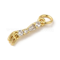 Brass Micro Pave Clear Cubic Zirconia Pendants&nbsp;KK-R162-016A-G