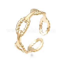 304 Stainless Steel Oval Wrap Open Cuff Ring&nbsp;RJEW-T023-18G