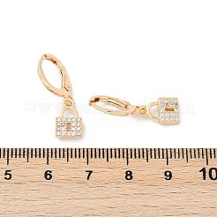 Brass Micro Pave Clear Cubic Zirconia Leverback Earrings&nbsp;EJEW-K300-07G