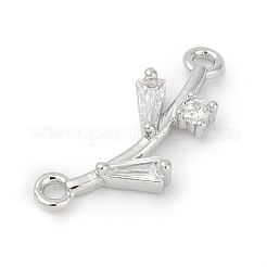 Brass Clear Cubic Zirconia Connector Charms&nbsp;KK-Z094-06P-02