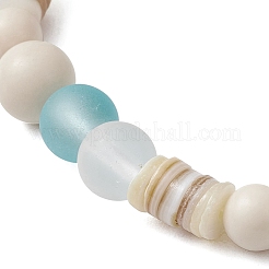 Bohemia Style Natural Fossil & Freshwater Shell & Glass Beads Stretch Bracelets for Women&nbsp;BJEW-JB11865-02