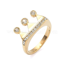 304 Stainless Steel Micro Pave Cubic Zirconia Finger Rings for Women&nbsp;RJEW-F205-01F-G