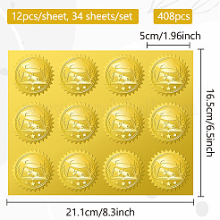 34 Sheets Self Adhesive Gold Foil Embossed Stickers&nbsp;DIY-WH0509-060