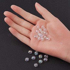 Faceted Eco-Friendly Transparent Acrylic Round Beads&nbsp;TACR-YW0001-85