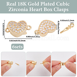 6Pcs Brass Micro Pave Clear Cubic Zirconia Box Clasps&nbsp;KK-BBC0019-67