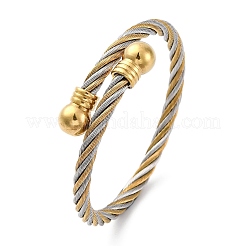 304 Stainless Steel Torque Bangles for Women&nbsp;BJEW-P310-20GP