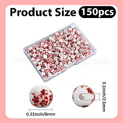150Pcs Handmade Floral Printed Porcelain Beads&nbsp;PORC-PA0001-10