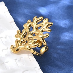 304 Stainless Steel Open Cuff Ring for Women&nbsp;RJEW-A053-06G-01