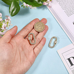 2Pcs Brass Micro Pave Cubic Zirconia Screw Carabiner Lock Charms&nbsp;FIND-CA0010-98