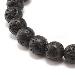 Round Synthetic Turquoise & Natural Lava Rock Stretch Bracelet&nbsp;BJEW-JB07470-05