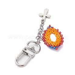 Evil Eye Glass Seed Loom & Cross Alloy Pendant Decoration&nbsp;HJEW-MZ00082