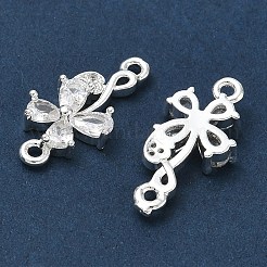 Brass Pave Clear Cubic Zirconia Connector Charms&nbsp;CU-CBAB0CF-04S