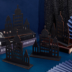 6Pcs Plywood Wooden Castle Display Decorations&nbsp;AJEW-AR0005-25
