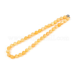 Round Natural Yellow Jade Beaded Necklaces&nbsp;NJEW-F327-02B-04-01