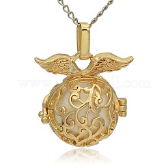 Golden Tone Brass Hollow Round Cage Pendants&nbsp;KK-J230-09G