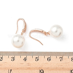 Round Brass Micro Pave Clear Cubic Zirconia Dangle Earrings&nbsp;EJEW-D318-01RG