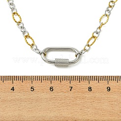 5MM Two Tone 304 Stainless Steel Textured Figaro Chain Necklaces&nbsp;NJEW-JN06466-01